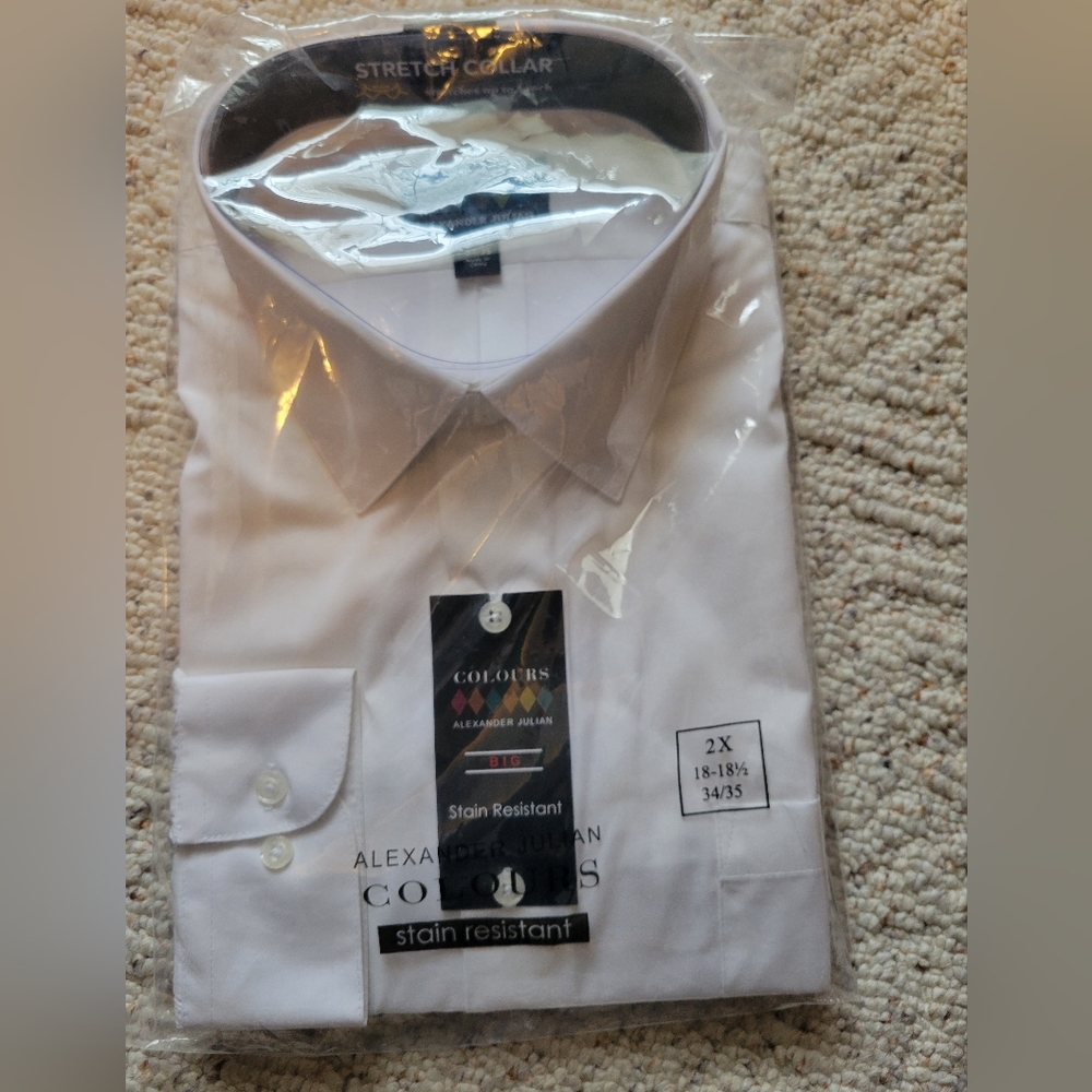 NWT mens white dressshirt size 2X 18-18.5 neck